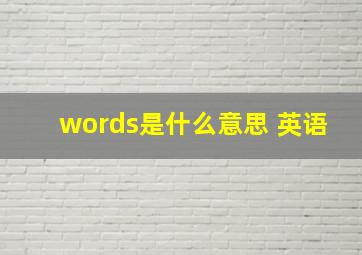 words是什么意思 英语